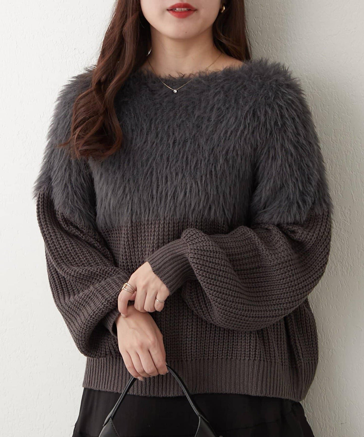 切換絨毛套頭衫