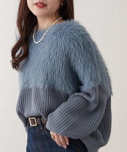 切換絨毛套頭衫