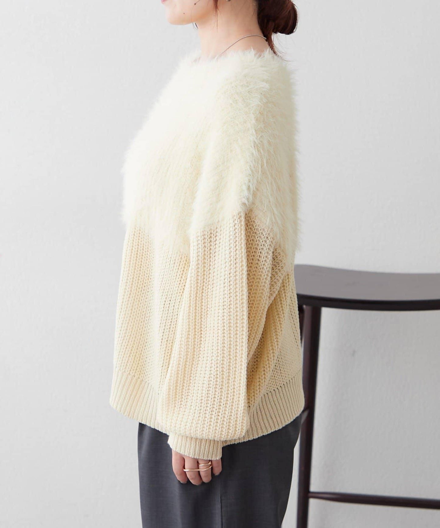 切換絨毛套頭衫