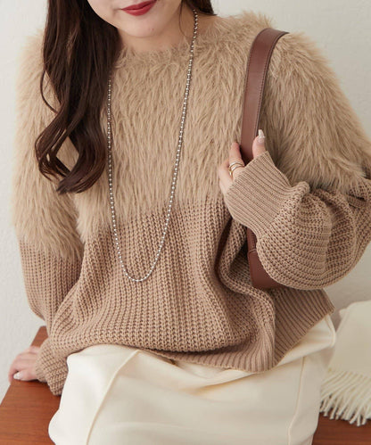 切換絨毛套頭衫