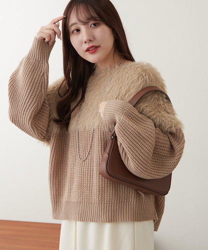 切換絨毛套頭衫