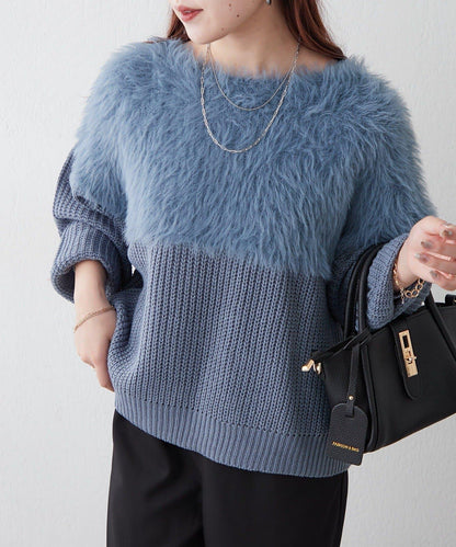 切換絨毛套頭衫