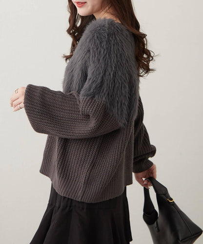 切換絨毛套頭衫