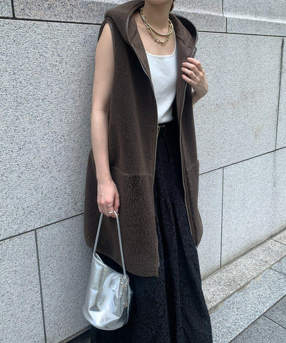 羊毛絨拼接帽T恤衫