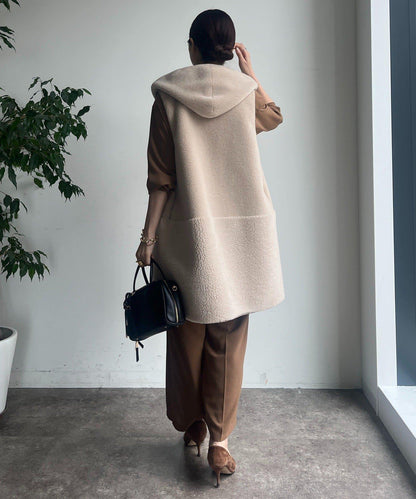 羊毛絨拼接帽T恤衫