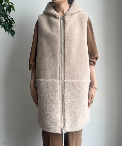 羊毛絨拼接帽T恤衫