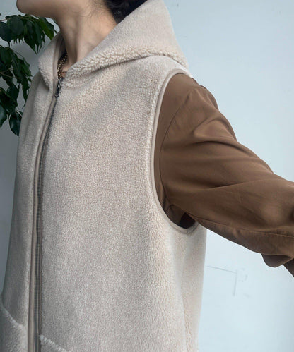 羊毛絨拼接帽T恤衫