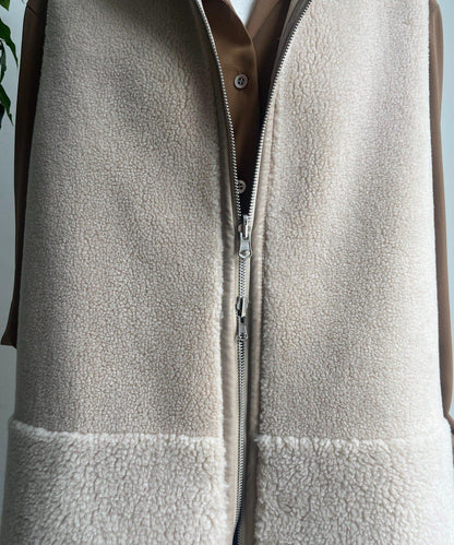 羊毛絨拼接帽T恤衫