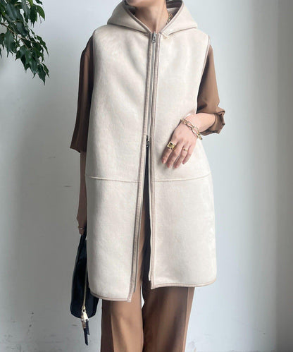 羊毛絨拼接帽T恤衫