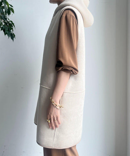 羊毛絨拼接帽T恤衫