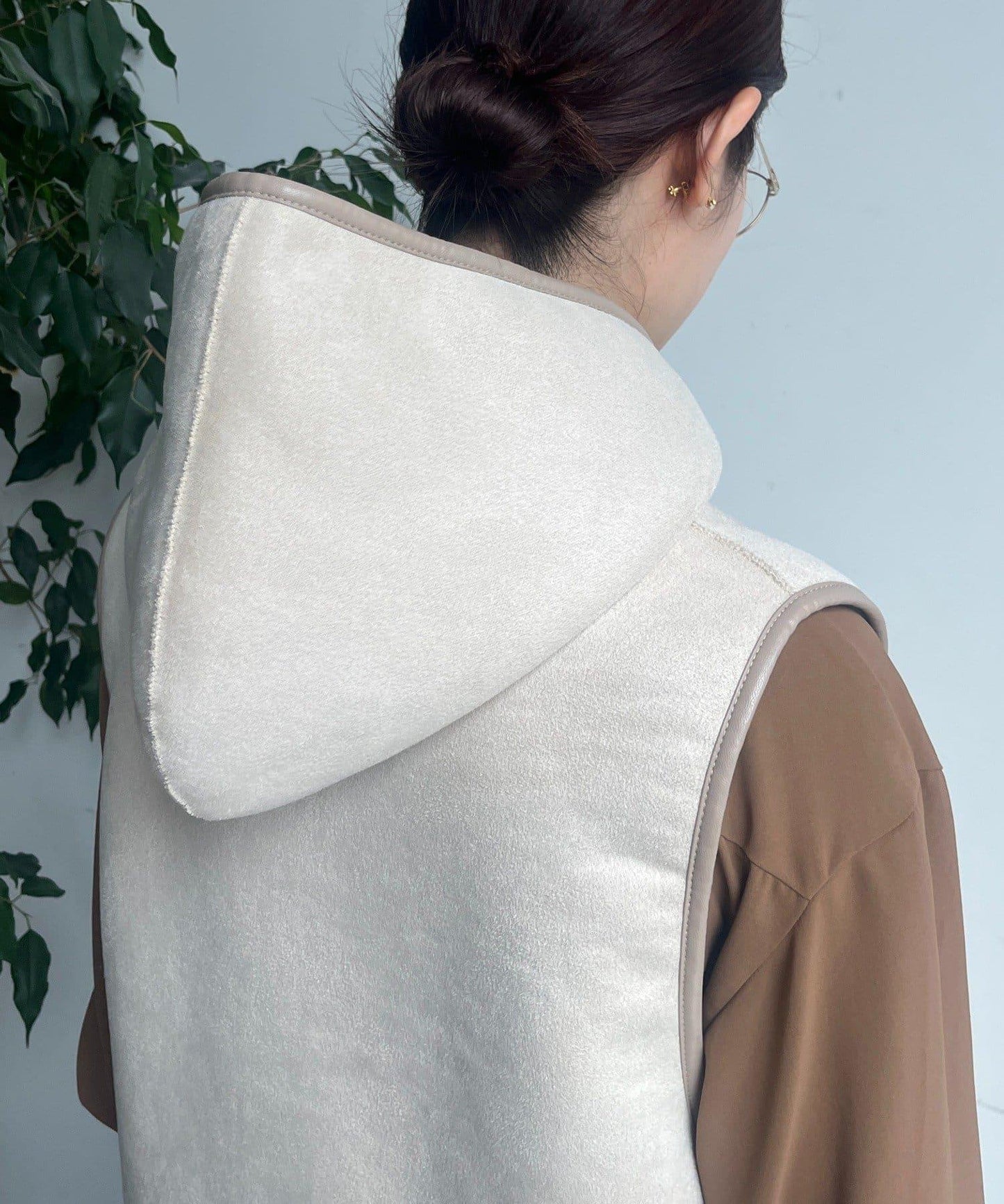 羊毛絨拼接帽T恤衫