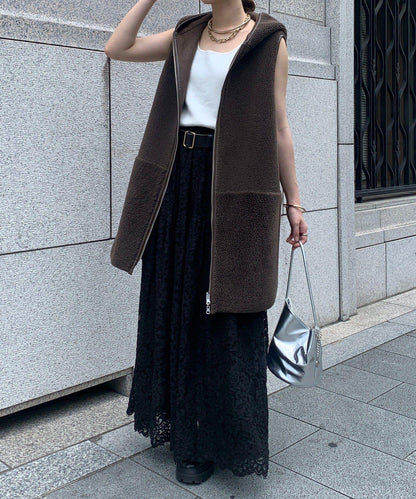 羊毛絨拼接帽T恤衫