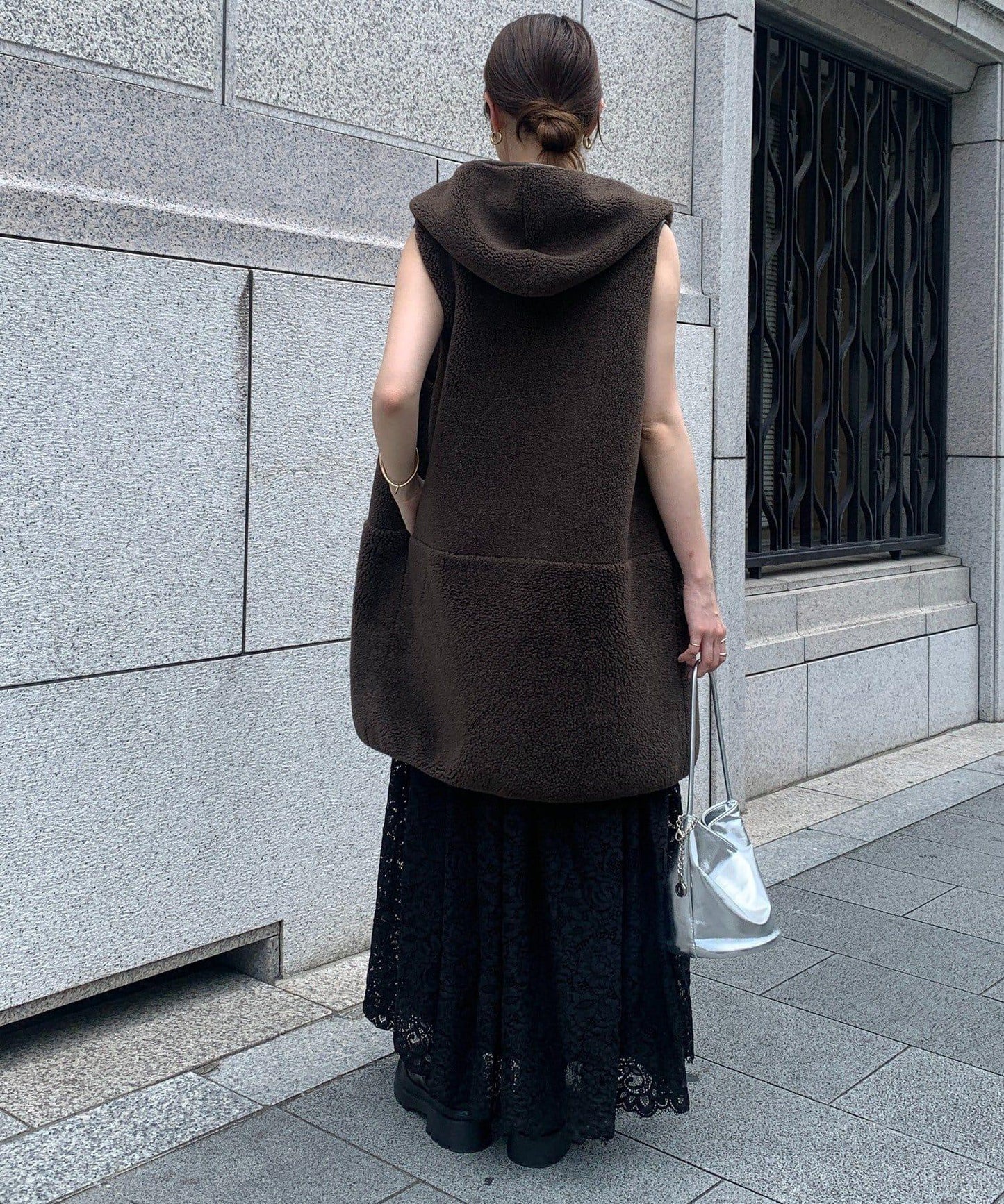 羊毛絨拼接帽T恤衫