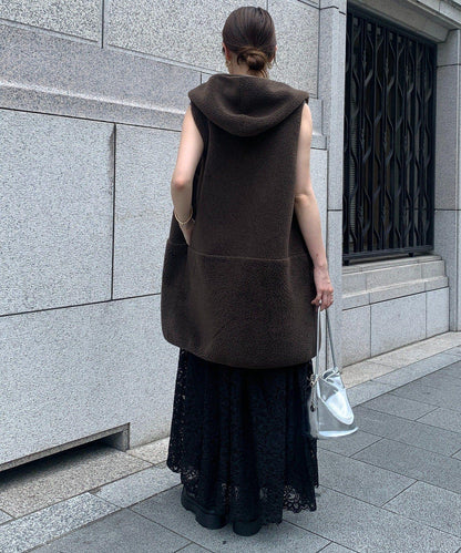 羊毛絨拼接帽T恤衫