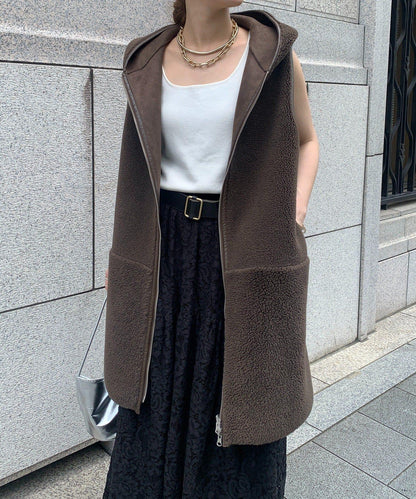 羊毛絨拼接帽T恤衫