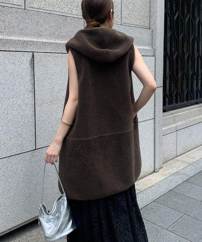 羊毛絨拼接帽T恤衫