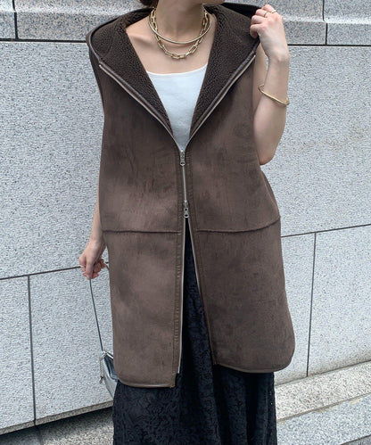 羊毛絨拼接帽T恤衫