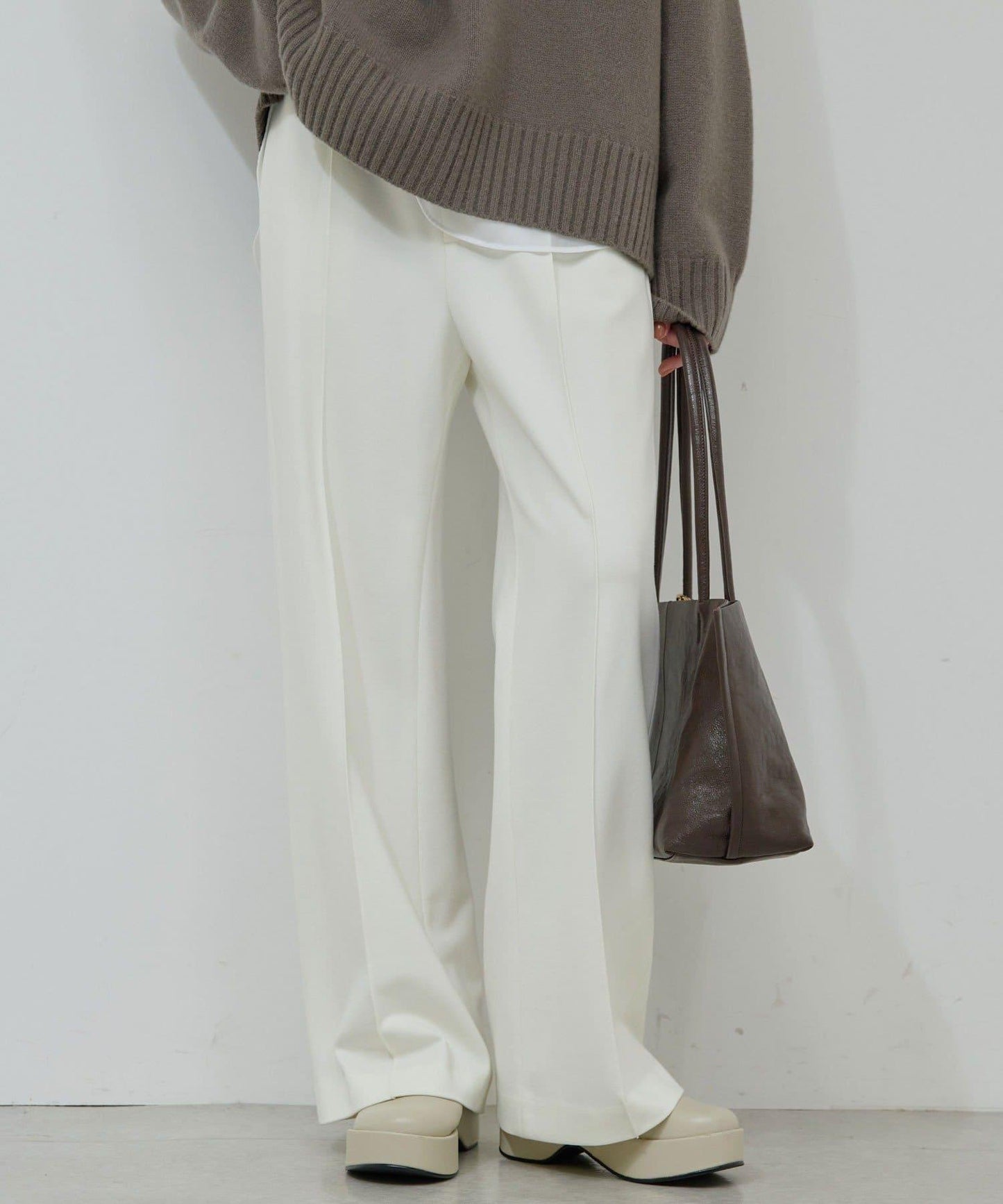 【套裝搭配】【名品襯衫同款面料！】【舒適×修腿】平紋西褲