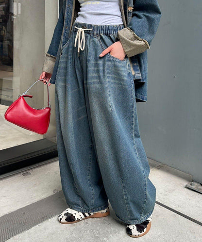 超寬鬆彎曲牛仔褲