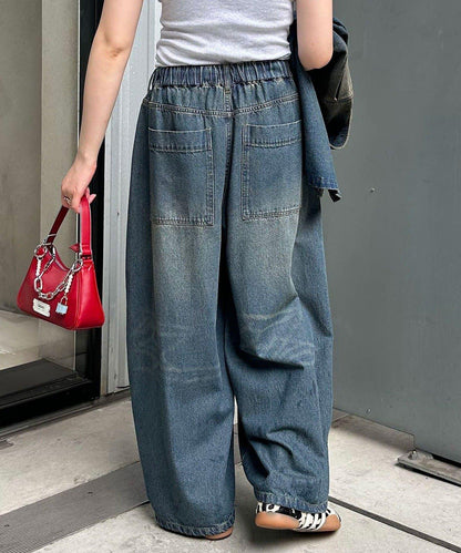 超寬鬆彎曲牛仔褲