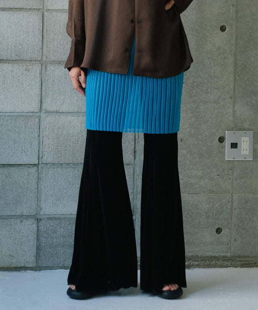 【黑色/尺碼0・1】透明肋骨喇叭褲