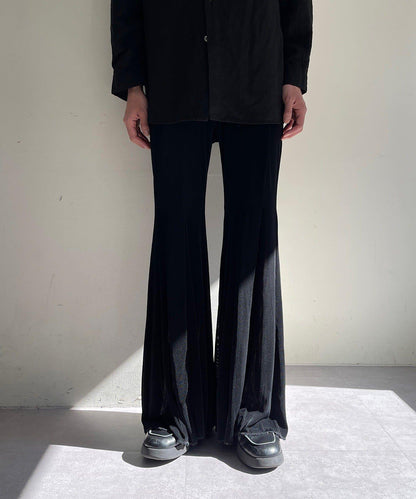 【黑色/尺碼0・1】透明肋骨喇叭褲