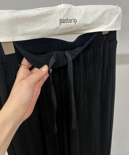 【黑色/尺碼0・1】透明肋骨喇叭褲