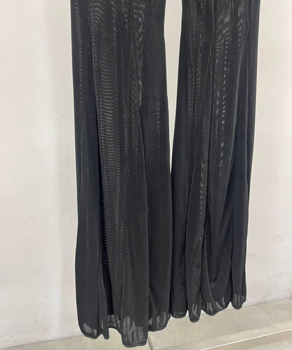 【黑色/尺碼0・1】透明肋骨喇叭褲