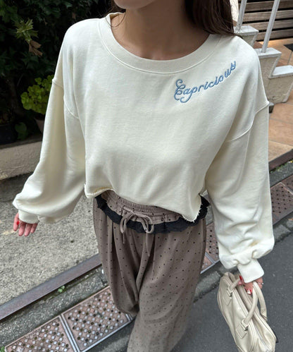 【Ciaopanic】圓領刺繡水洗短款衛衣