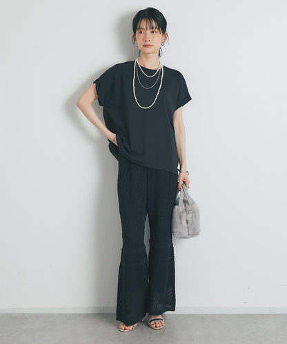 《優雅女性風》透孔圖案束腰針織褲