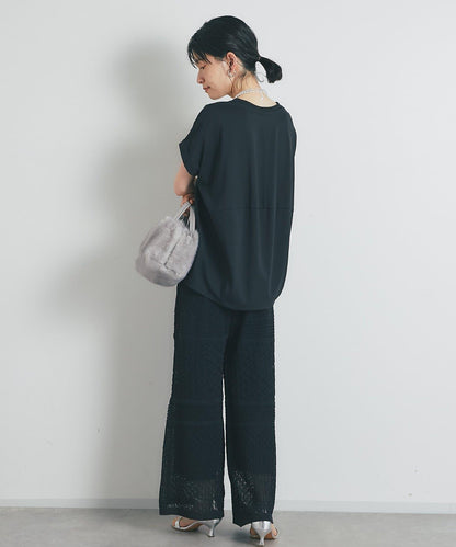 《優雅女性風》透孔圖案束腰針織褲