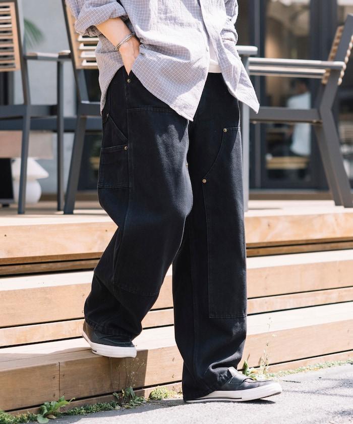直筒版型寬鬆雙膝牛仔褲