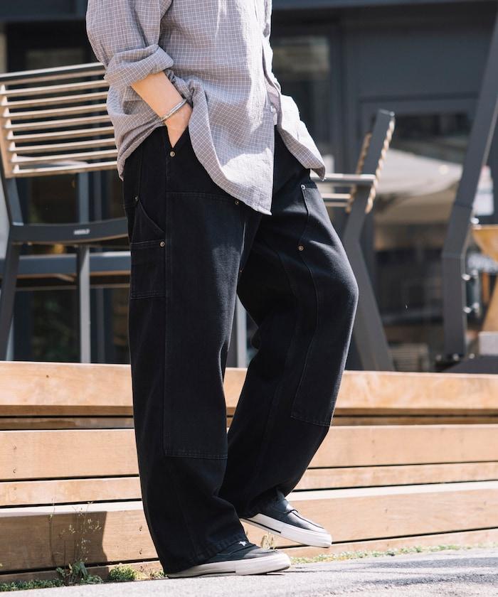 直筒版型寬鬆雙膝牛仔褲