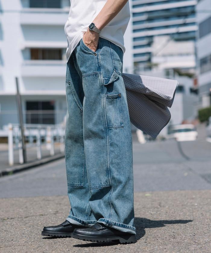 直筒版型寬鬆雙膝牛仔褲