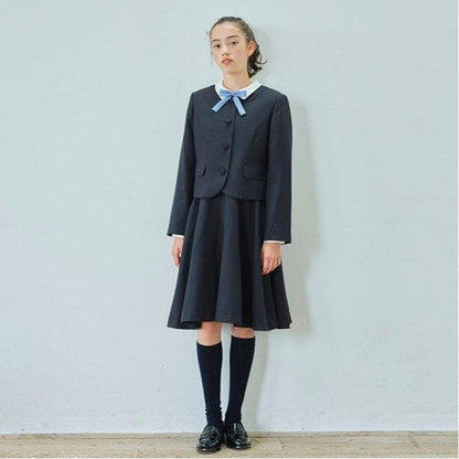 【畢業服】羊毛白色翻領連衣裙