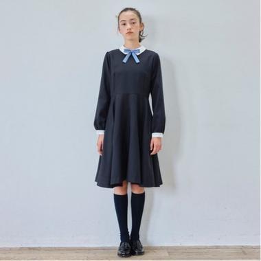 【畢業服】羊毛白色翻領連衣裙