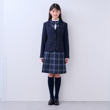 【畢業服】【可水洗】側褶格紋半身裙