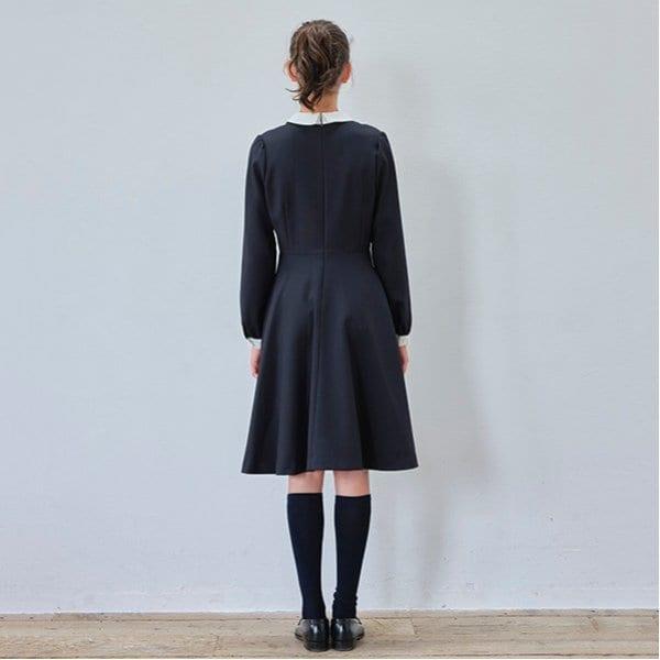 【畢業服】羊毛白色翻領連衣裙