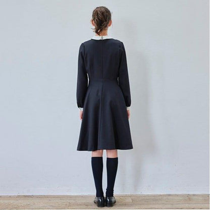 【畢業服】羊毛白色翻領連衣裙