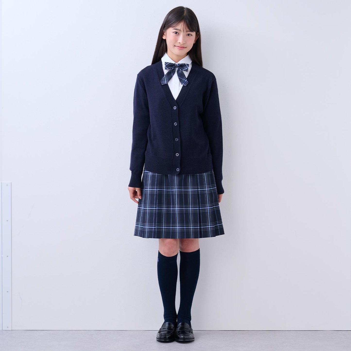 【畢業服】【可水洗】側褶格紋半身裙