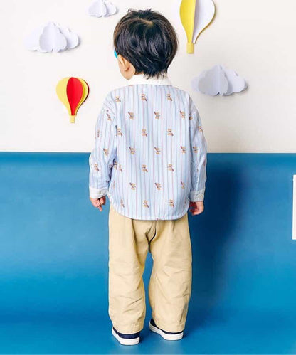 tiny bear 條紋拼接襯衫