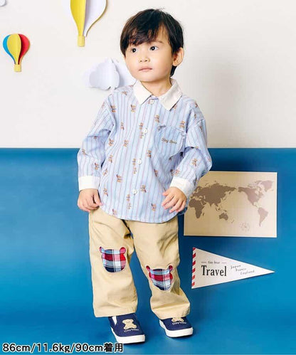 tiny bear 條紋拼接襯衫