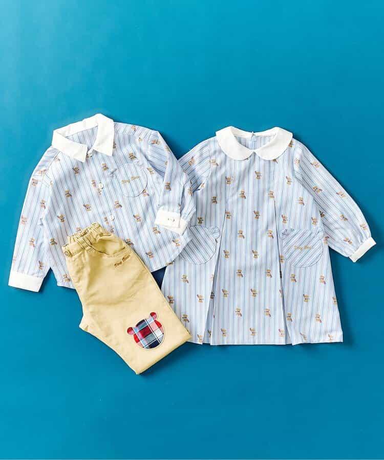 tiny bear 條紋拼接襯衫