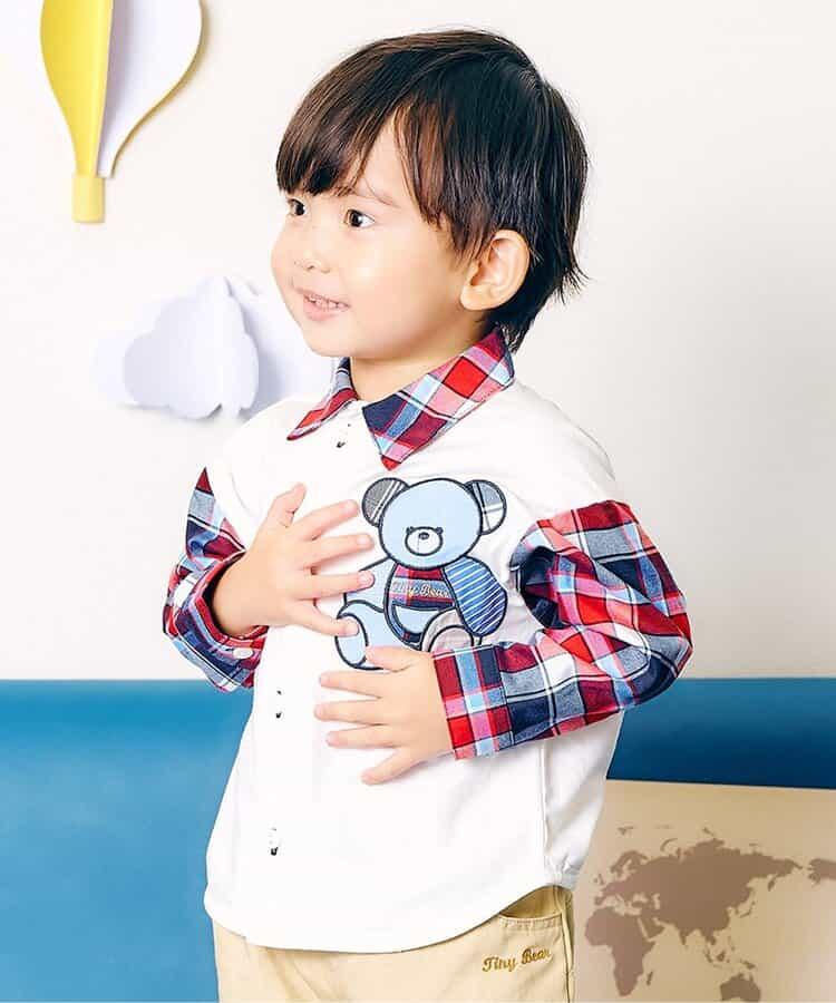 tiny bear 條紋拼接襯衫