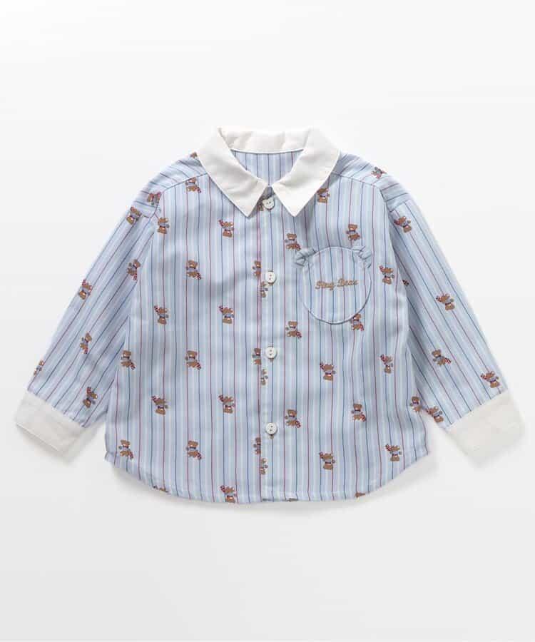 tiny bear 條紋拼接襯衫
