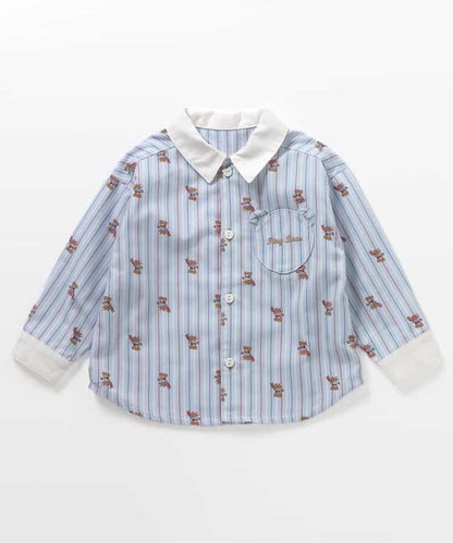 tiny bear 條紋拼接襯衫