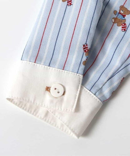 tiny bear 條紋拼接襯衫
