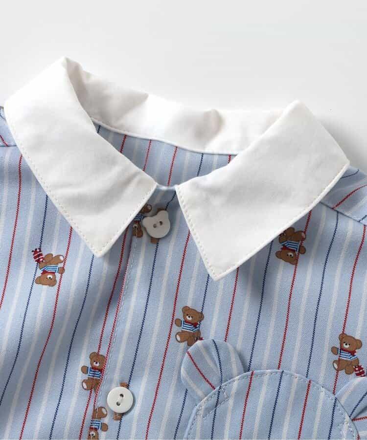 tiny bear 條紋拼接襯衫