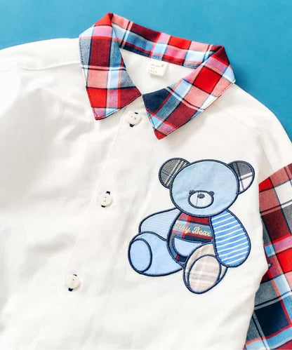 tiny bear 條紋拼接襯衫