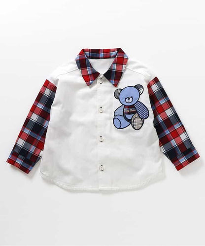 tiny bear 條紋拼接襯衫